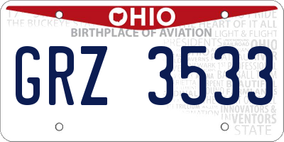 OH license plate GRZ3533