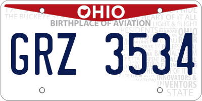 OH license plate GRZ3534