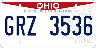 OH license plate GRZ3536