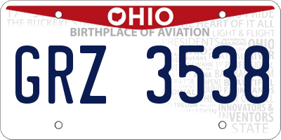 OH license plate GRZ3538