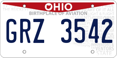 OH license plate GRZ3542