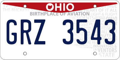 OH license plate GRZ3543