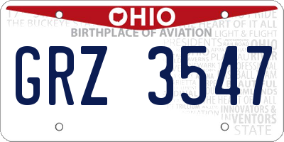 OH license plate GRZ3547