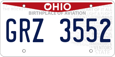 OH license plate GRZ3552