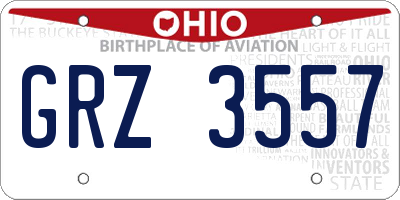 OH license plate GRZ3557