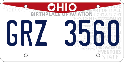 OH license plate GRZ3560