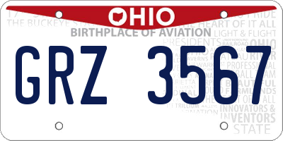 OH license plate GRZ3567