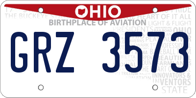 OH license plate GRZ3573