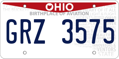 OH license plate GRZ3575
