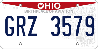 OH license plate GRZ3579