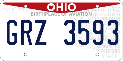 OH license plate GRZ3593
