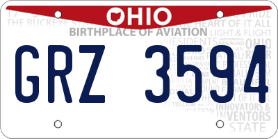 OH license plate GRZ3594