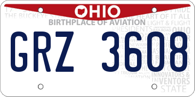 OH license plate GRZ3608