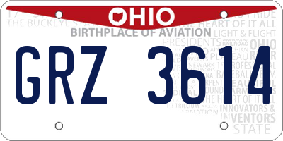 OH license plate GRZ3614