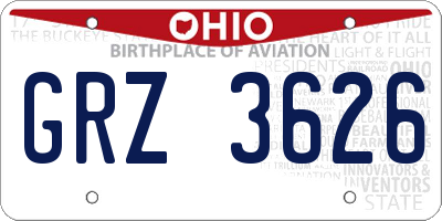 OH license plate GRZ3626