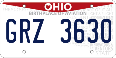OH license plate GRZ3630