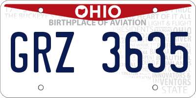 OH license plate GRZ3635
