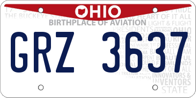 OH license plate GRZ3637