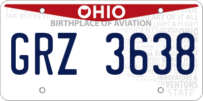 OH license plate GRZ3638