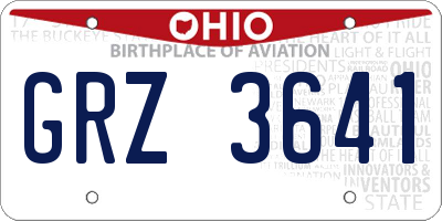 OH license plate GRZ3641