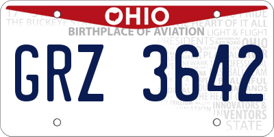 OH license plate GRZ3642
