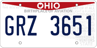 OH license plate GRZ3651