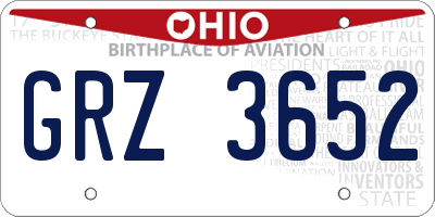 OH license plate GRZ3652
