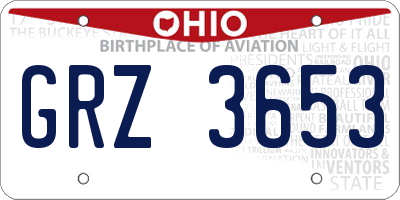 OH license plate GRZ3653