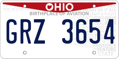 OH license plate GRZ3654