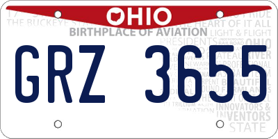 OH license plate GRZ3655