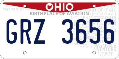 OH license plate GRZ3656