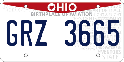 OH license plate GRZ3665