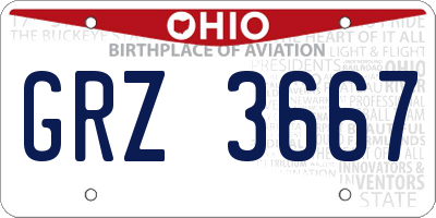 OH license plate GRZ3667