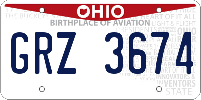 OH license plate GRZ3674