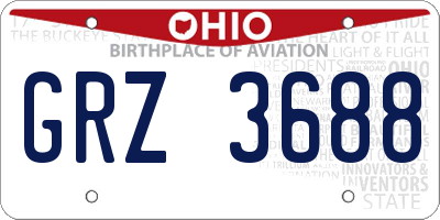 OH license plate GRZ3688