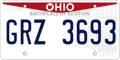OH license plate GRZ3693