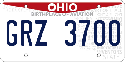 OH license plate GRZ3700