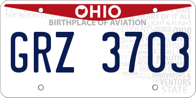 OH license plate GRZ3703