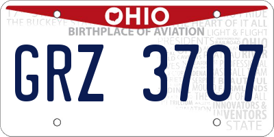 OH license plate GRZ3707
