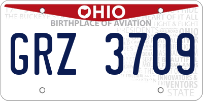 OH license plate GRZ3709