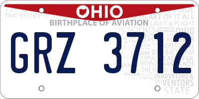 OH license plate GRZ3712