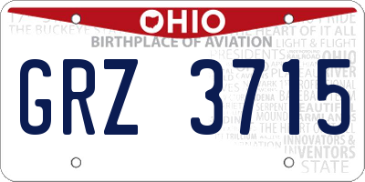 OH license plate GRZ3715