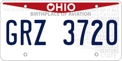 OH license plate GRZ3720
