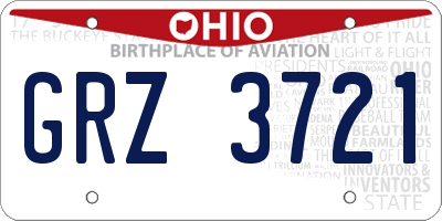 OH license plate GRZ3721