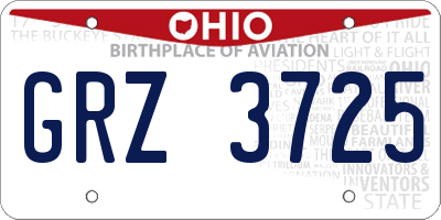 OH license plate GRZ3725