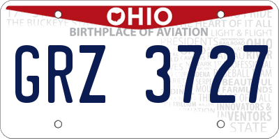 OH license plate GRZ3727