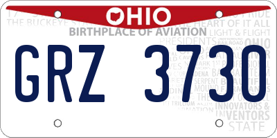 OH license plate GRZ3730
