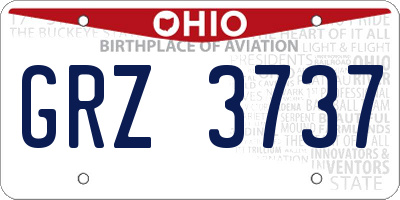 OH license plate GRZ3737