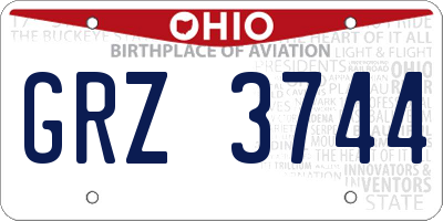 OH license plate GRZ3744