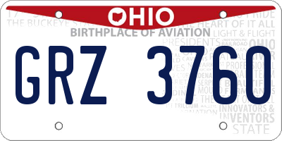 OH license plate GRZ3760
